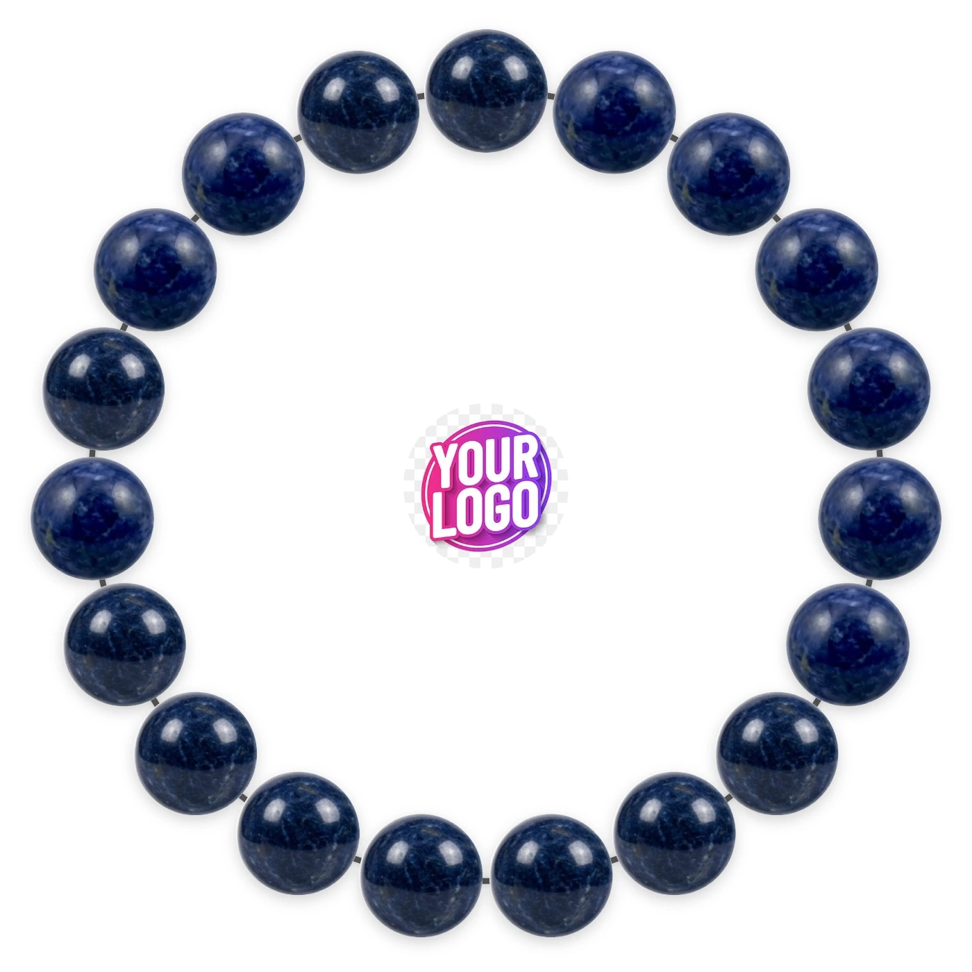 Dumortierite bracelet in natural stone beads, laid flat