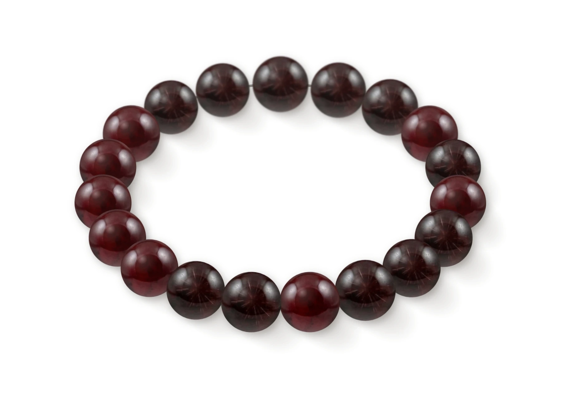 Garnet bracelet in natural stone beads, perspective view