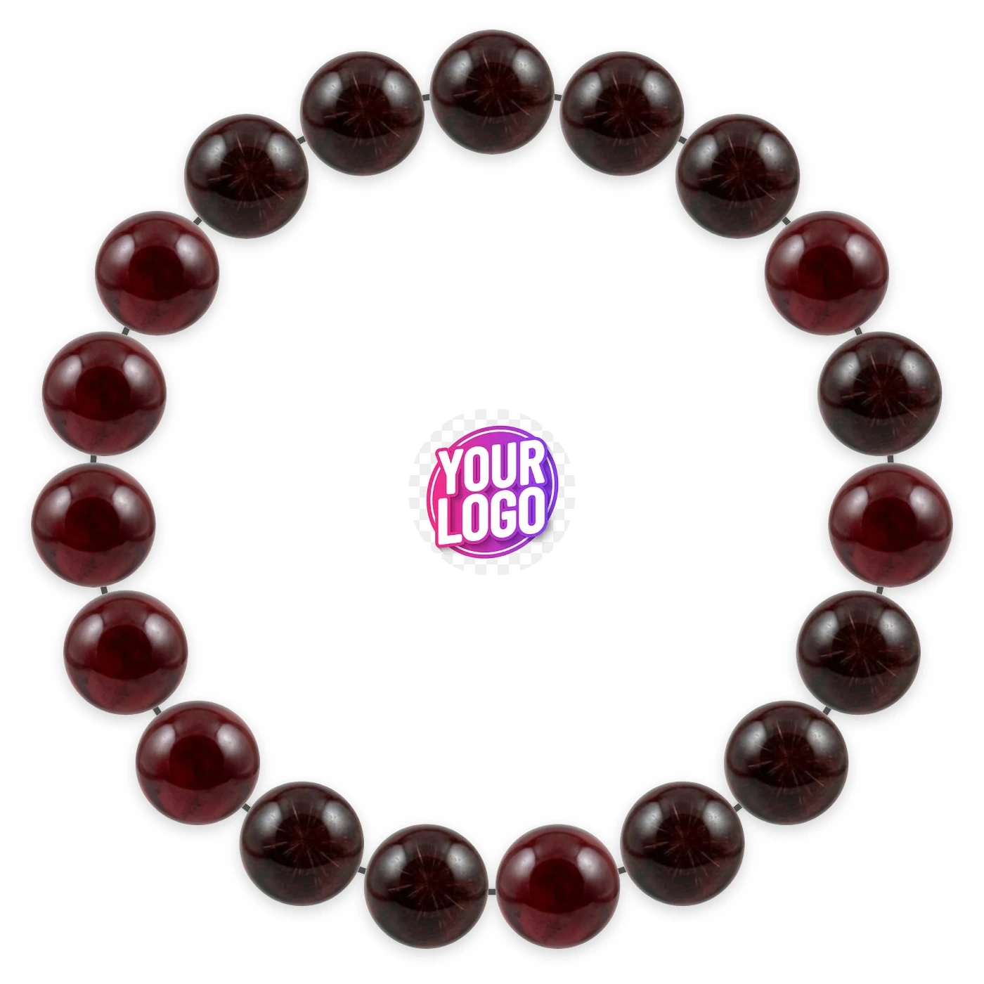 Garnet bracelet in natural stone beads, laid flat
