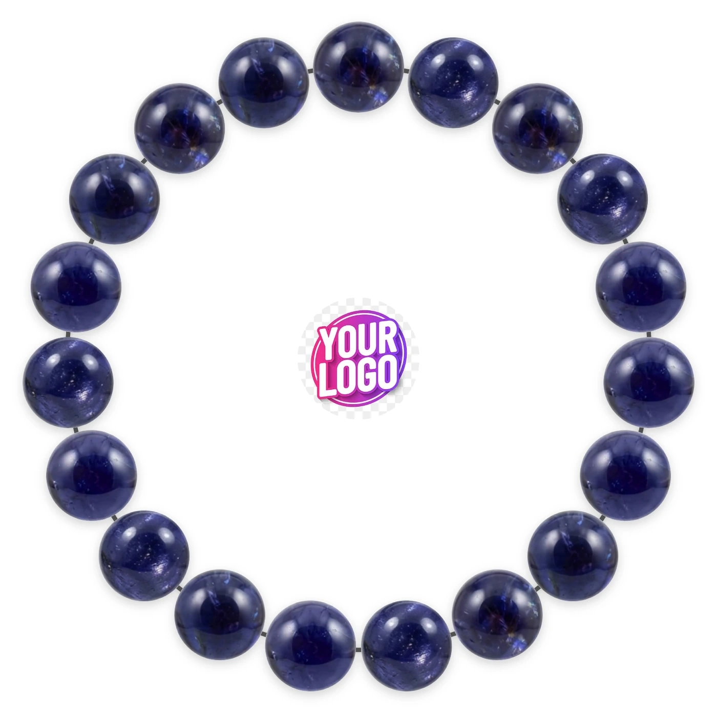 Iolite bracelet in natural stone beads, laid flat