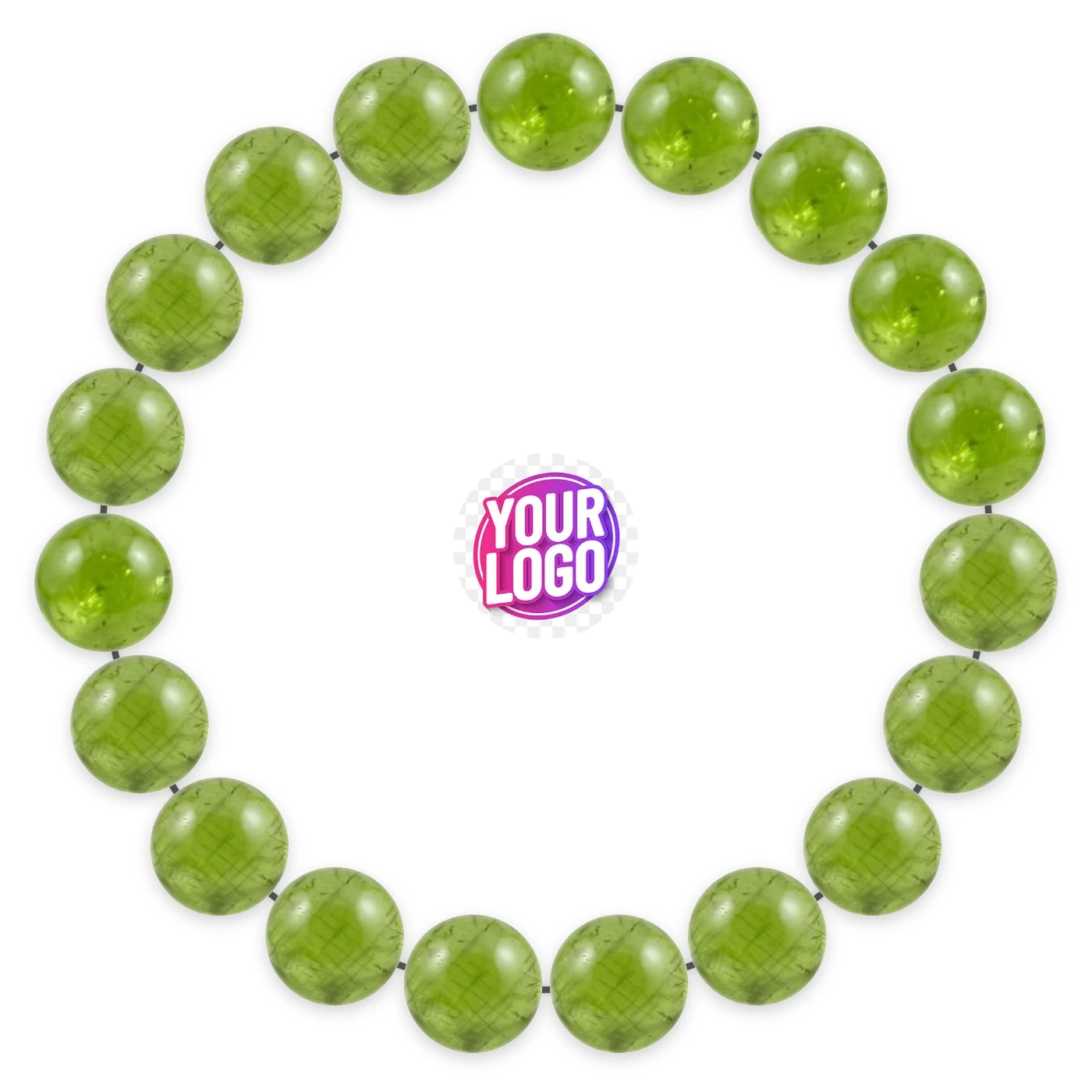 Peridot bracelet in natural stone beads, laid flat