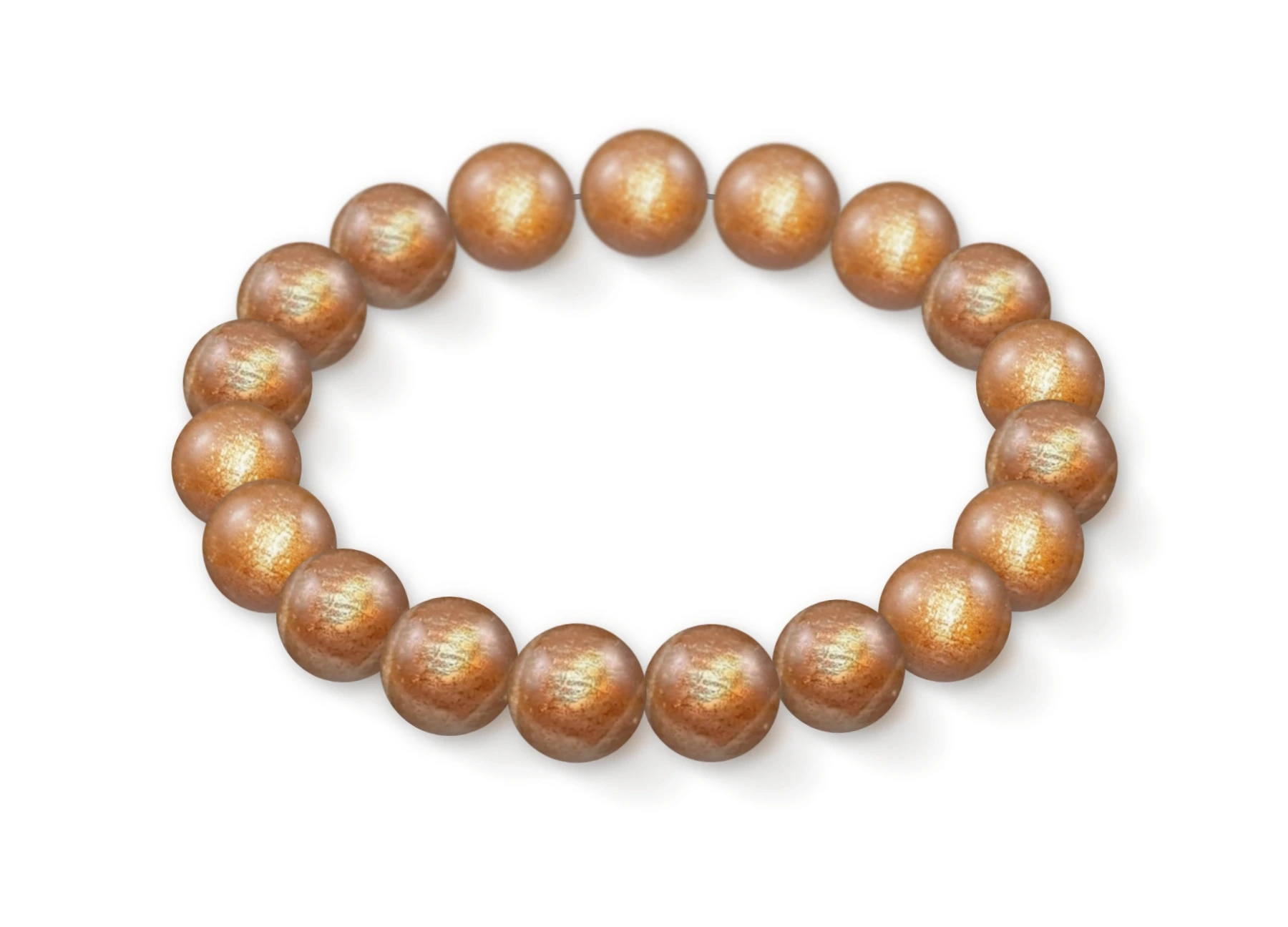 Sunstone bracelet in natural stone beads, perspective view