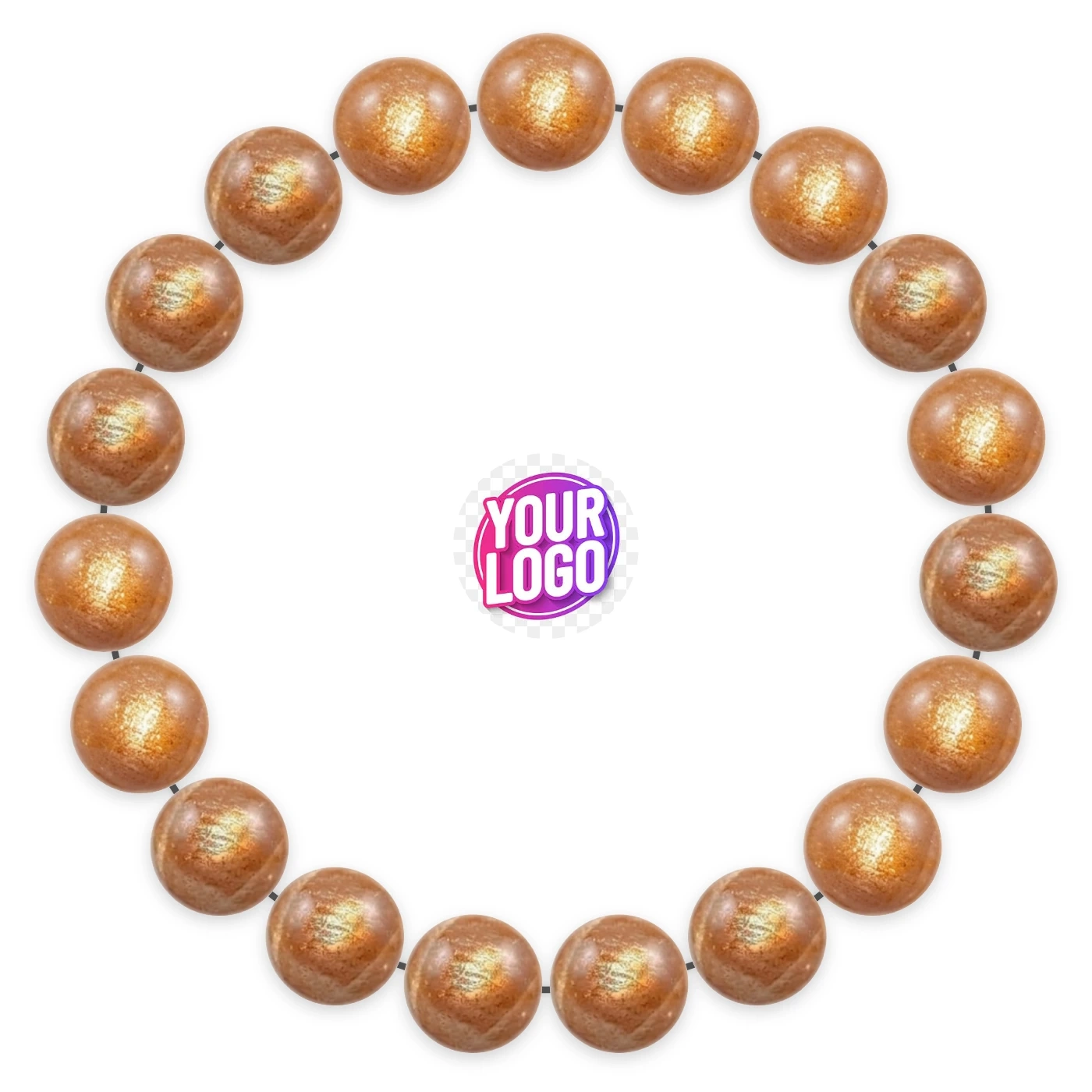 Sunstone bracelet in natural stone beads, laid flat