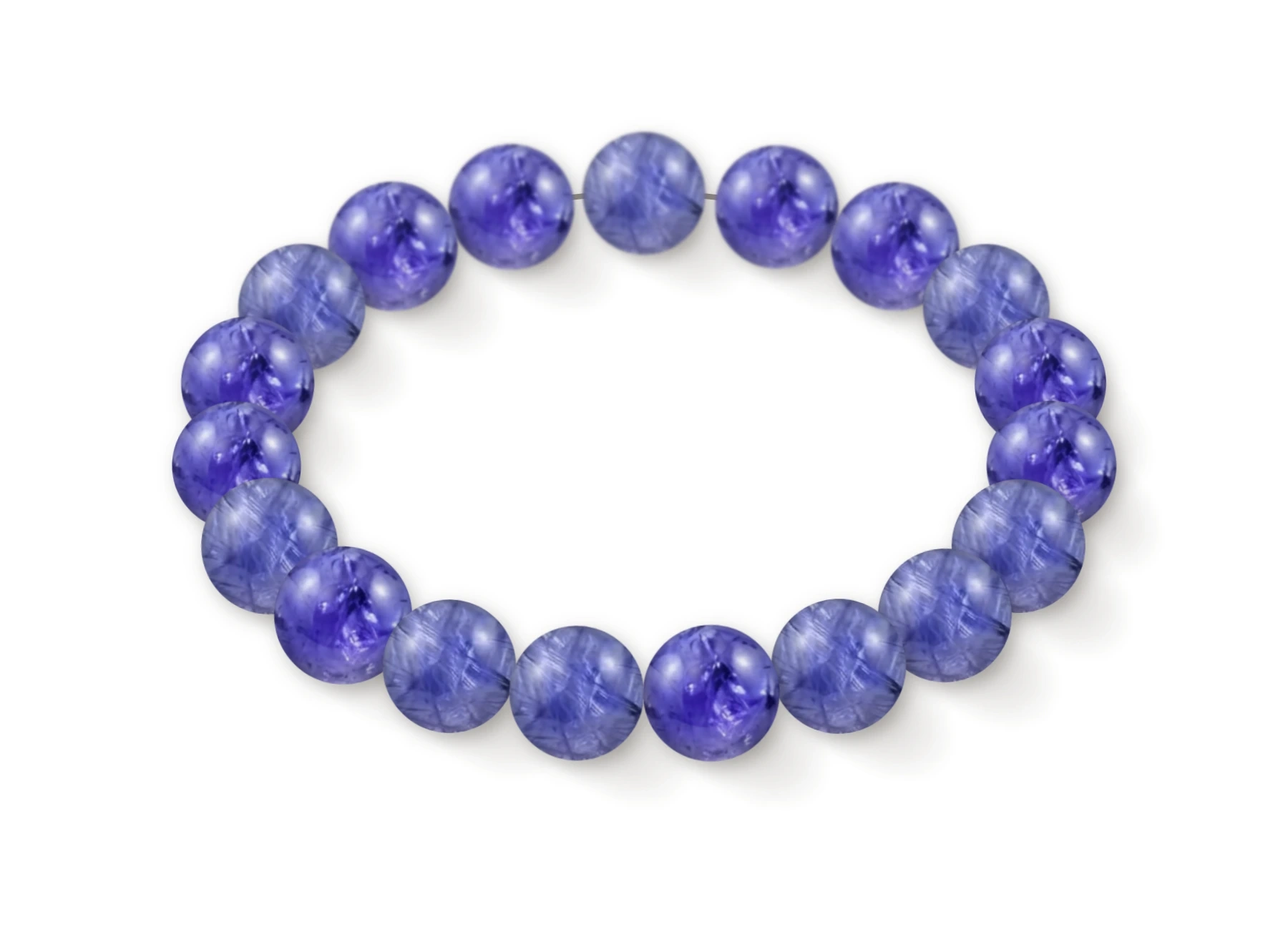Tanzanite bracelet in natural stone beads, perspective view
