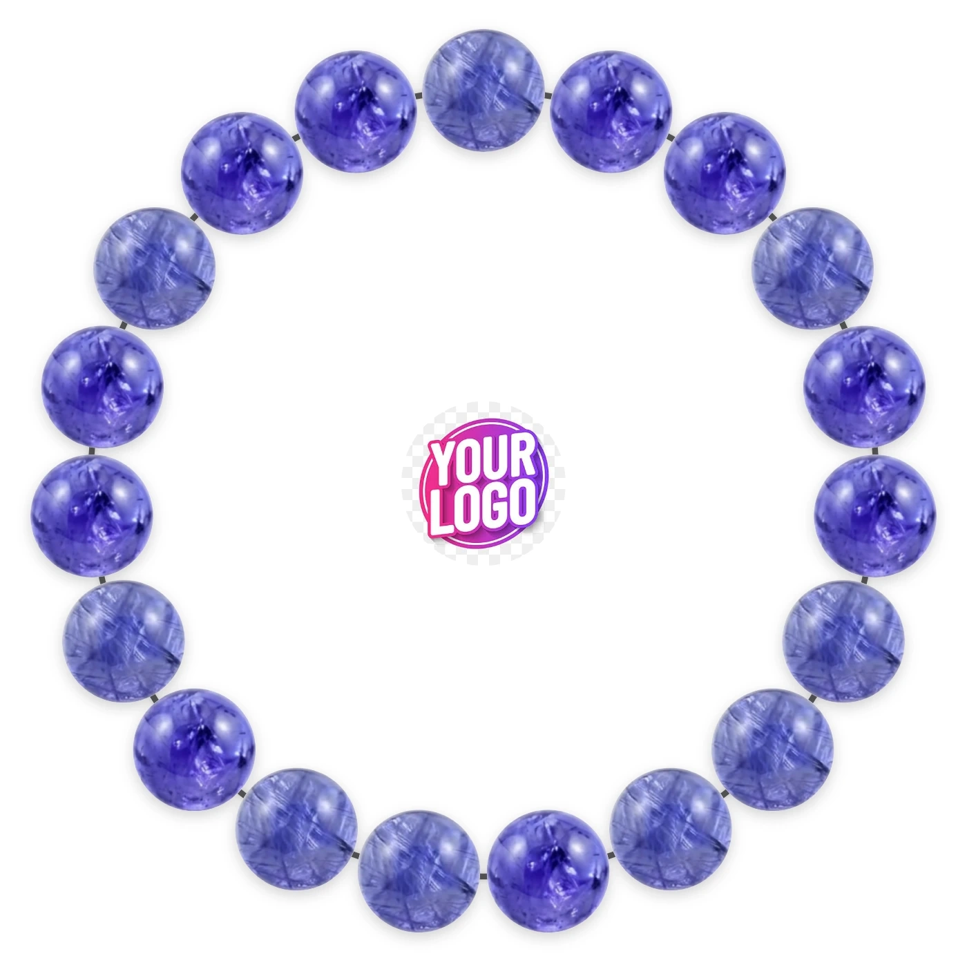 Tanzanite bracelet in natural stone beads, laid flat