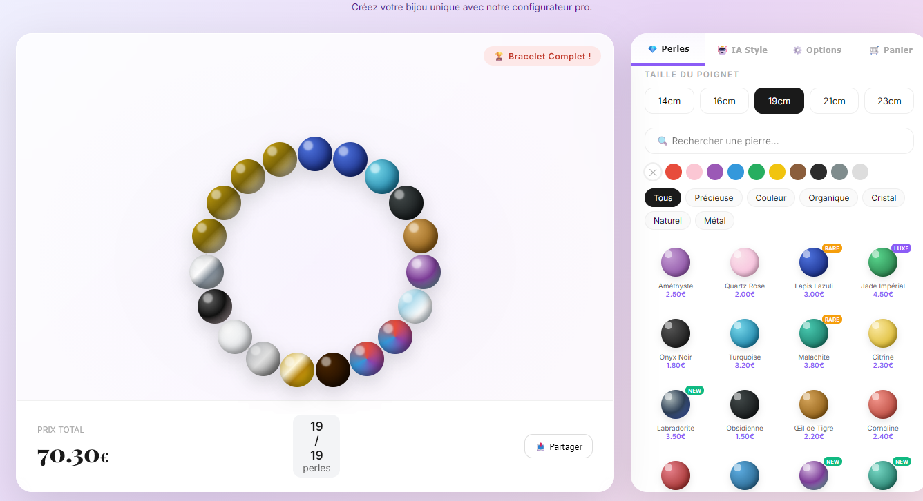 notre configurateur AI de bracelet