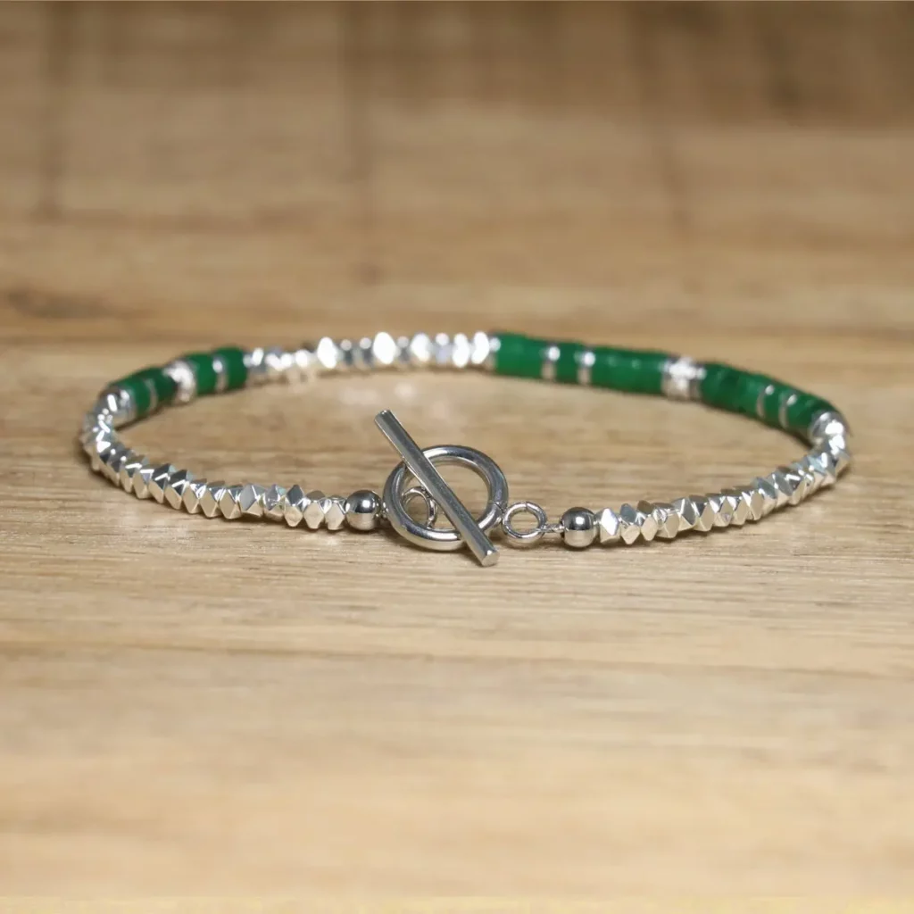 Handmade Hematite Picasso Steel Minimalist Bracelet
