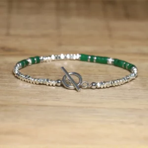 Handmade Hematite Picasso Steel Minimalist Bracelet - Image 2
