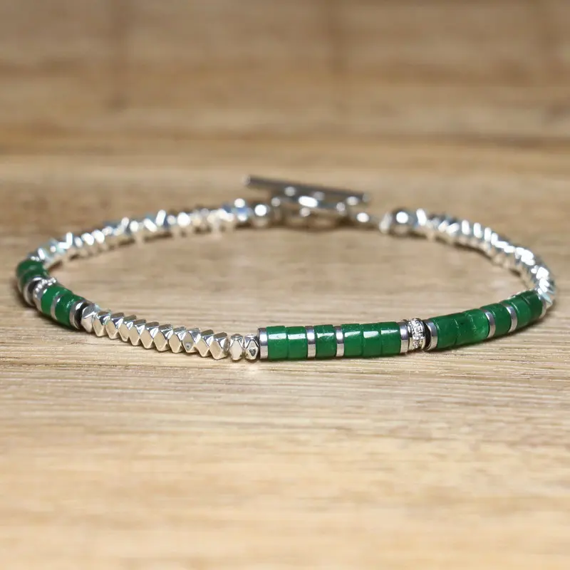 Handmade Hematite Picasso Steel Minimalist Bracelet