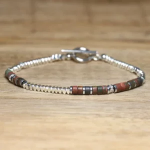 Handmade Hematite Picasso Steel Minimalist Bracelet - Image 10