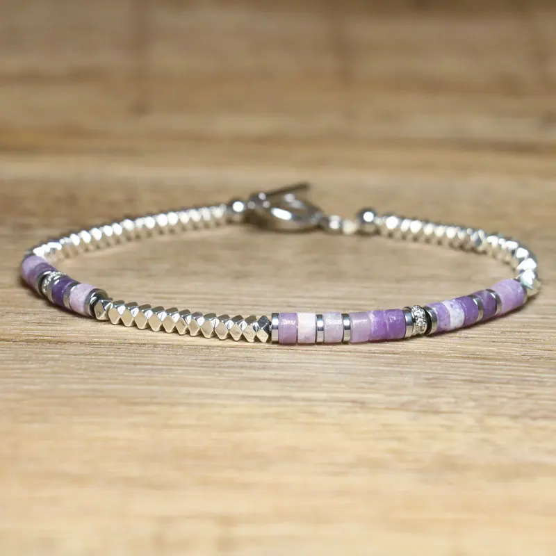 Handmade Hematite Picasso Steel Minimalist Bracelet