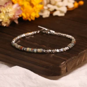 Sleek Hematite & Stainless Steel Bracelet - Image 2
