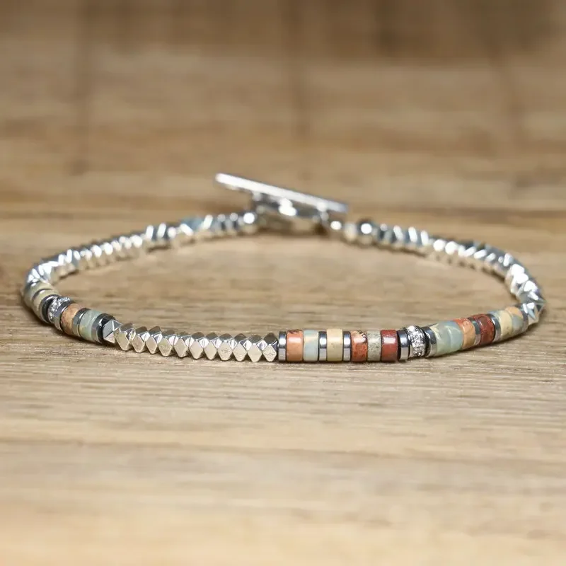 Sleek Hematite & Stainless Steel Bracelet