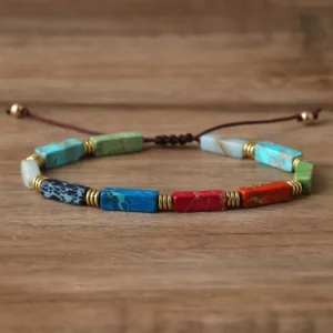 Dainty Turquoise Stone Beaded Bracelet, Adjustable - Image 5