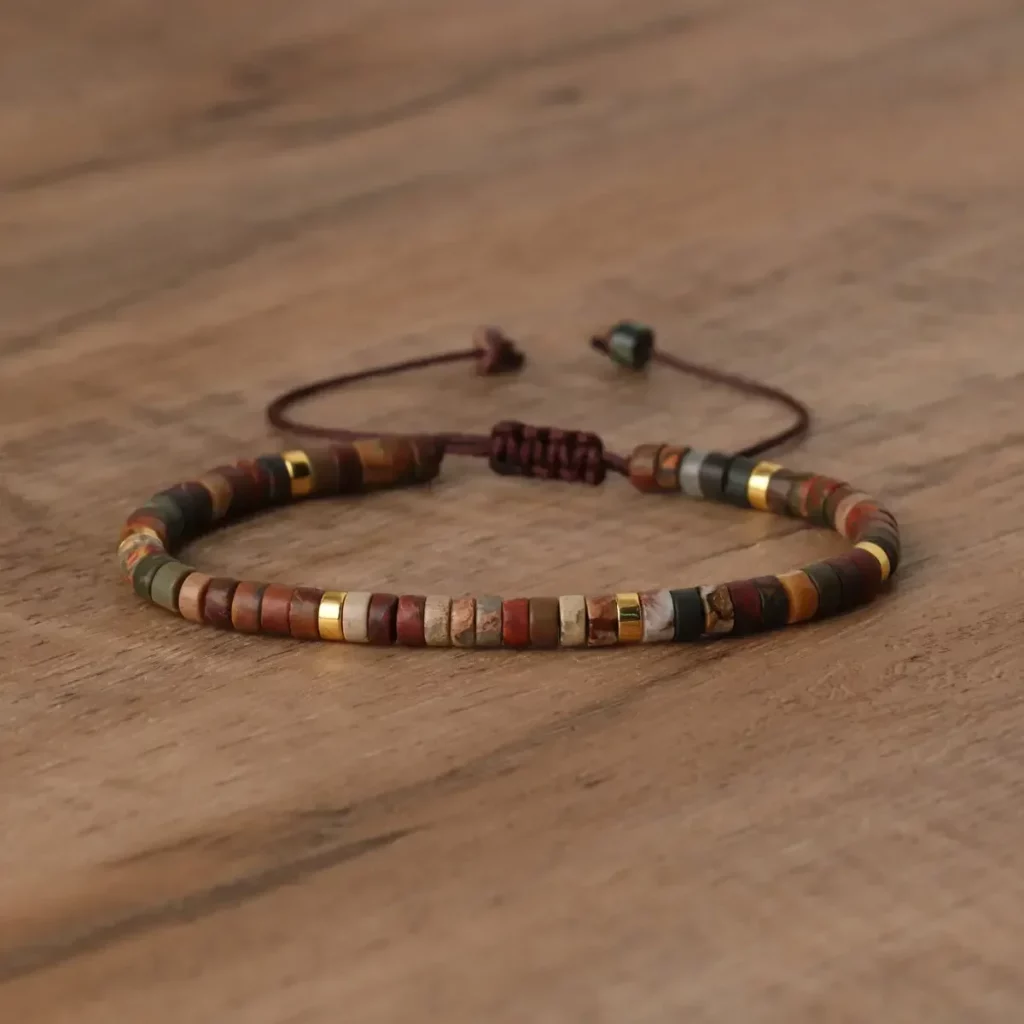 Natural Picasso Jasper Bracelet, Adjustable Fit