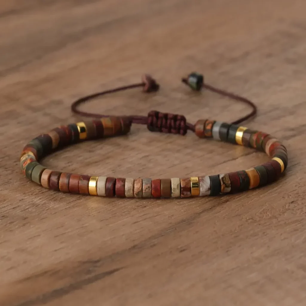 Natural Picasso Jasper Bracelet, Adjustable Fit
