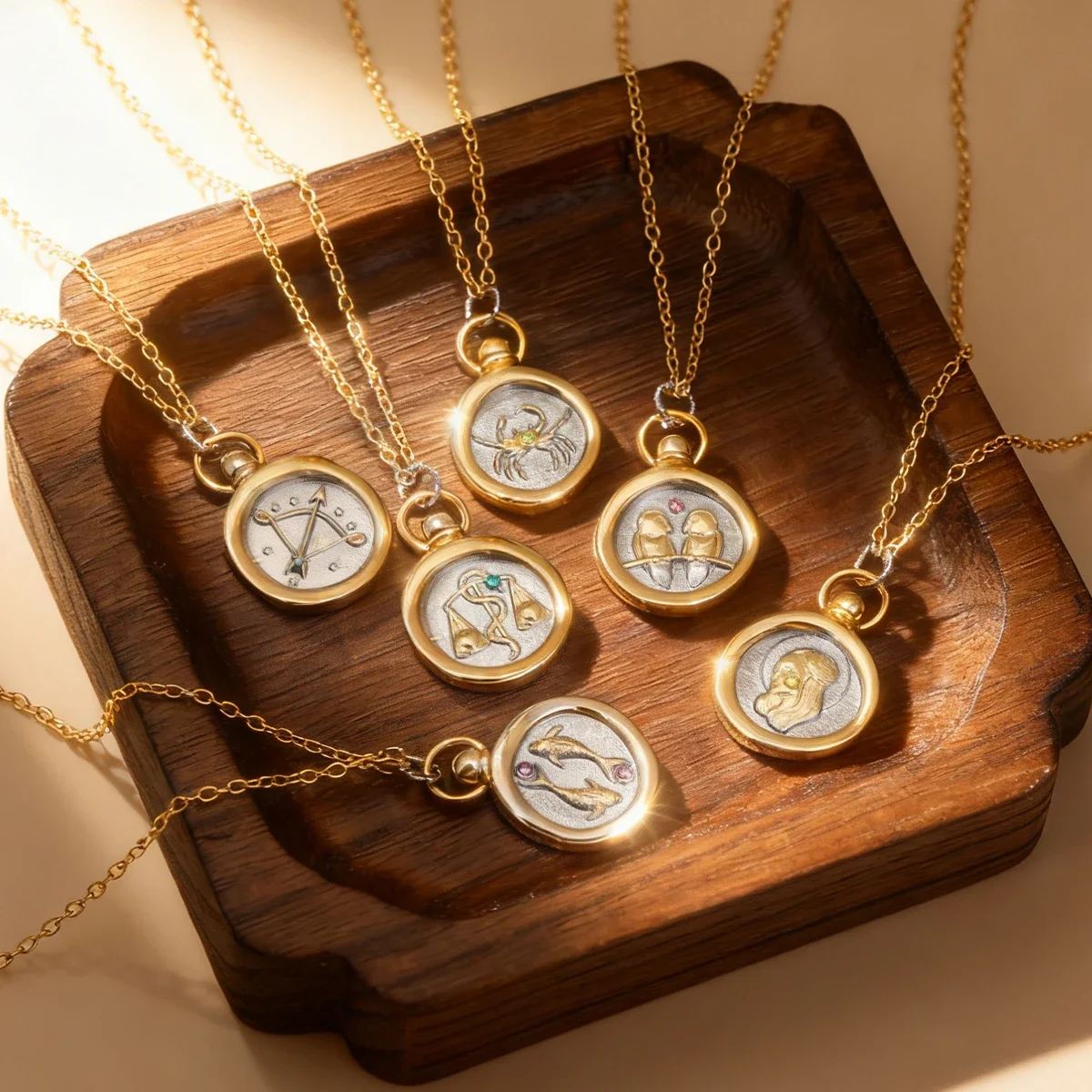 Zodiac Sign Tarot Card Pendant Necklace for Men and Women - Image 1