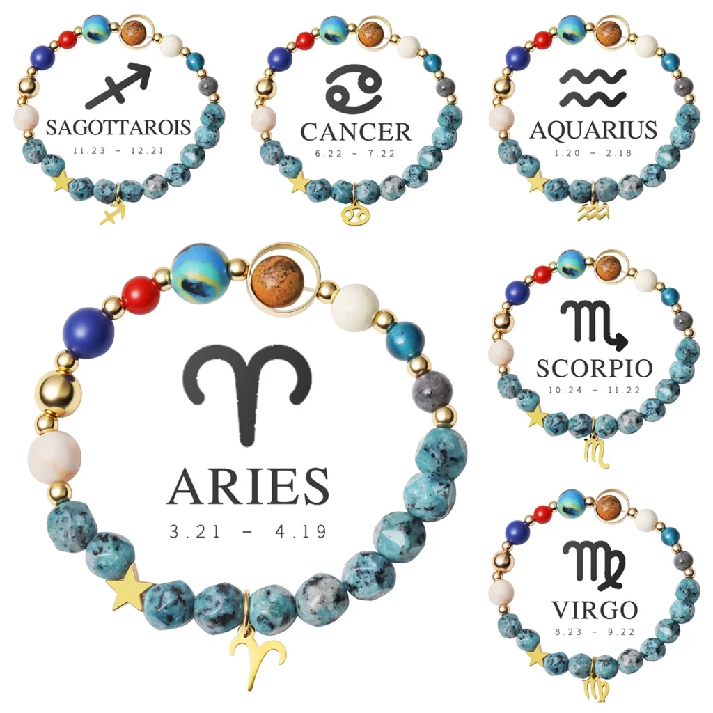 12 Zodiac Signs Bracelet with Eight Planets