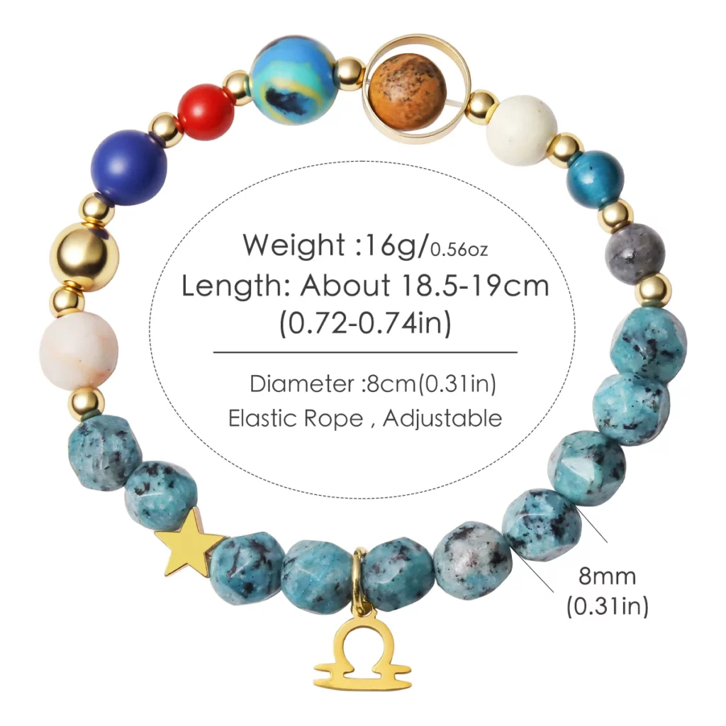 12 Zodiac Signs Bracelet with Eight Planets