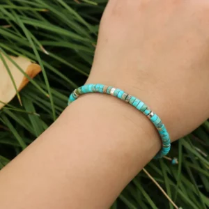 Natural Blue Emperor Stone Beaded Bracelet, Adjustable Fit - Image 2
