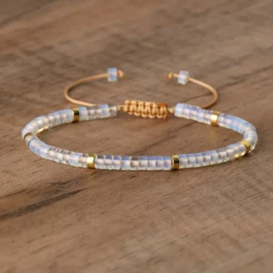 Natural Blue Emperor Stone Beaded Bracelet, Adjustable Fit - Image 13