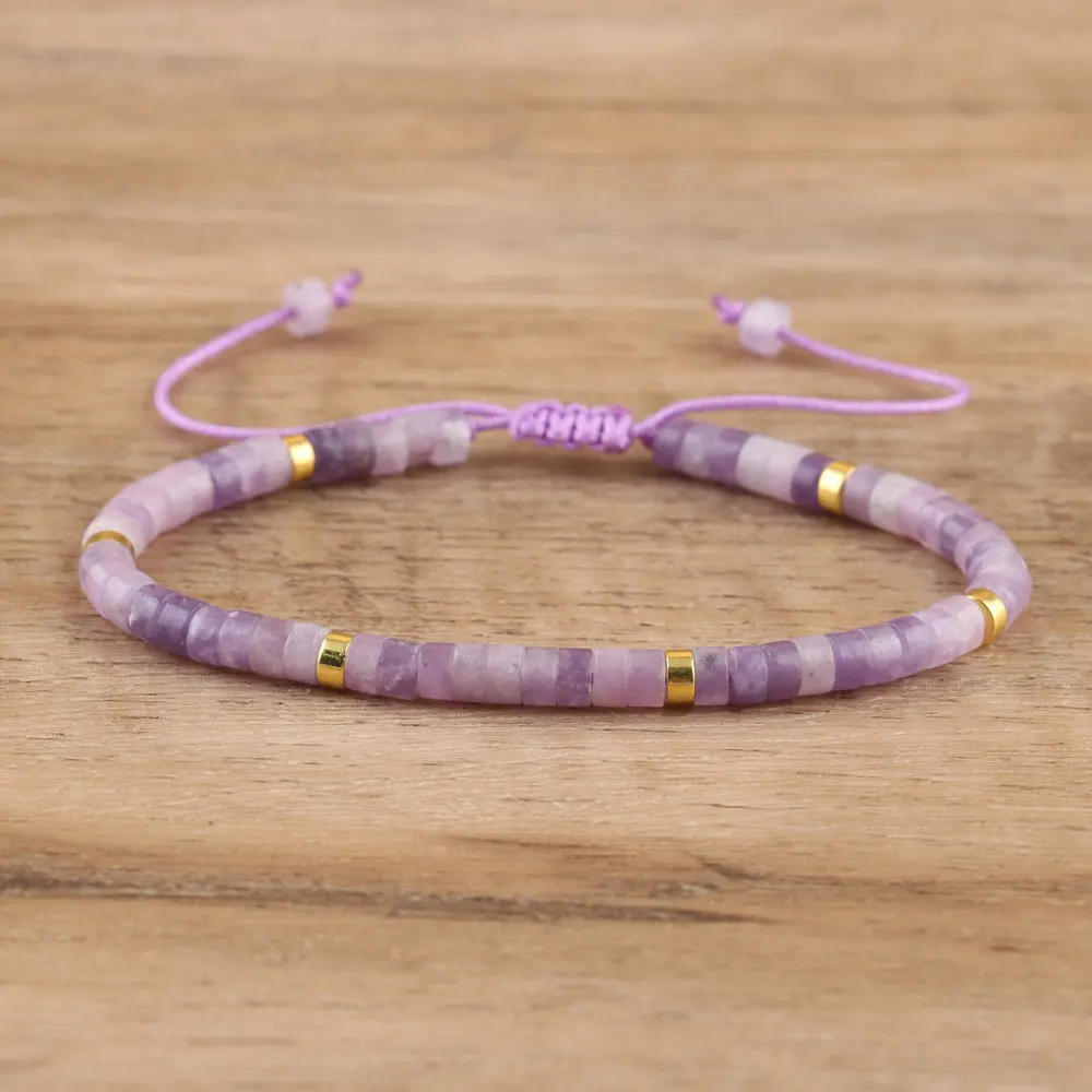 Natural Blue Emperor Stone Beaded Bracelet, Adjustable Fit