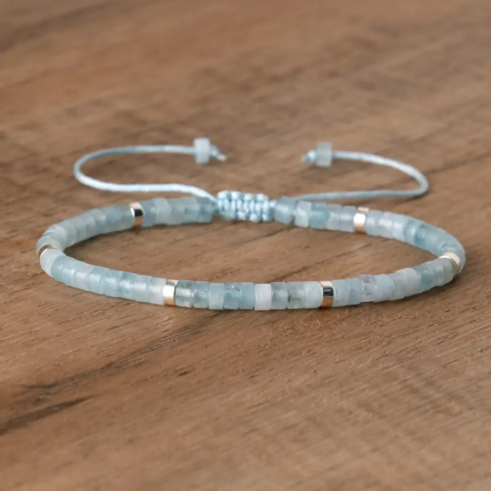 Natural Blue Emperor Stone Beaded Bracelet, Adjustable Fit