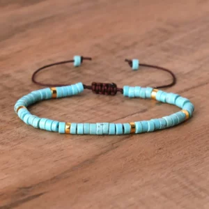 Natural Blue Emperor Stone Beaded Bracelet, Adjustable Fit - Image 21