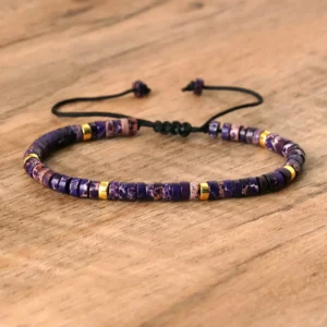 Natural Blue Emperor Stone Beaded Bracelet, Adjustable Fit - Image 39