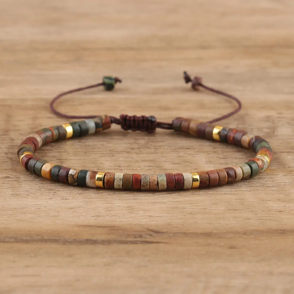 Natural Blue Emperor Stone Beaded Bracelet, Adjustable Fit