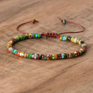 Natural Blue Emperor Stone Beaded Bracelet, Adjustable Fit - Image 29