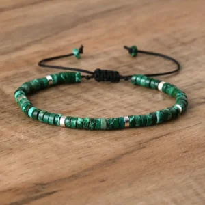 Natural Blue Emperor Stone Beaded Bracelet, Adjustable Fit - Image 27