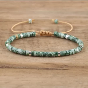Natural Blue Emperor Stone Beaded Bracelet, Adjustable Fit - Image 26