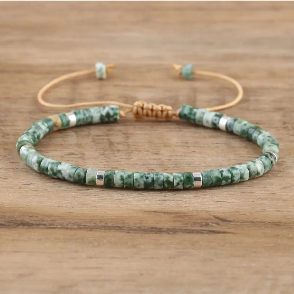 Natural Blue Emperor Stone Beaded Bracelet, Adjustable Fit