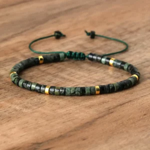Natural Blue Emperor Stone Beaded Bracelet, Adjustable Fit - Image 22