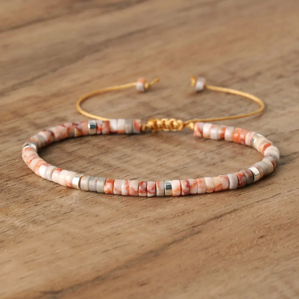Natural Blue Emperor Stone Beaded Bracelet, Adjustable Fit