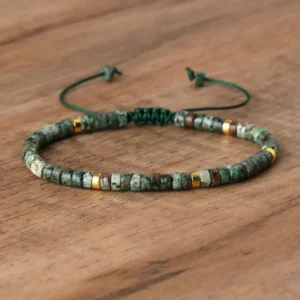 Natural Blue Emperor Stone Beaded Bracelet, Adjustable Fit - Image 24