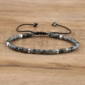 Natural Blue Emperor Stone Beaded Bracelet, Adjustable Fit - Image 18