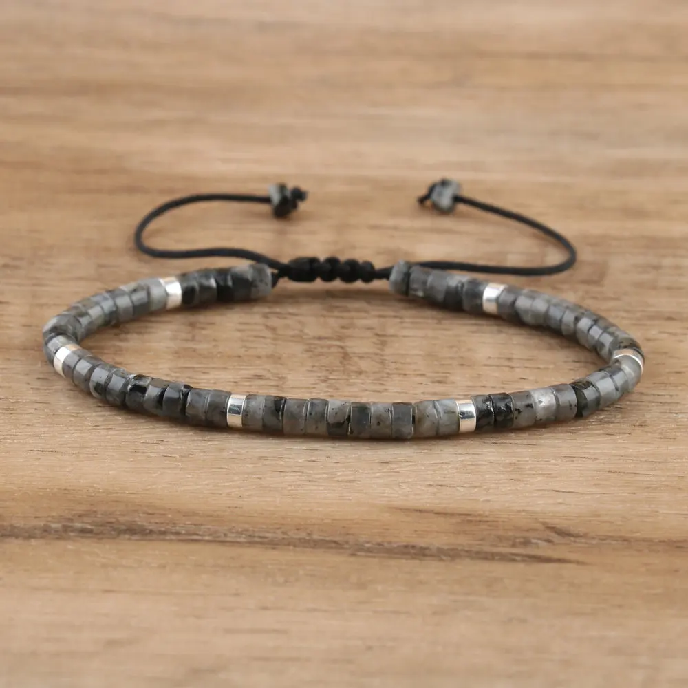 Natural Blue Emperor Stone Beaded Bracelet, Adjustable Fit