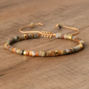 Natural Blue Emperor Stone Beaded Bracelet, Adjustable Fit - Image 19