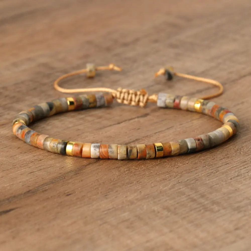 Natural Blue Emperor Stone Beaded Bracelet, Adjustable Fit