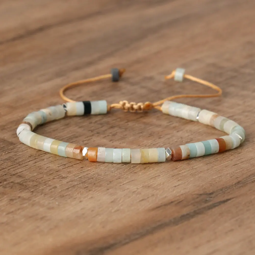 Natural Blue Emperor Stone Beaded Bracelet, Adjustable Fit