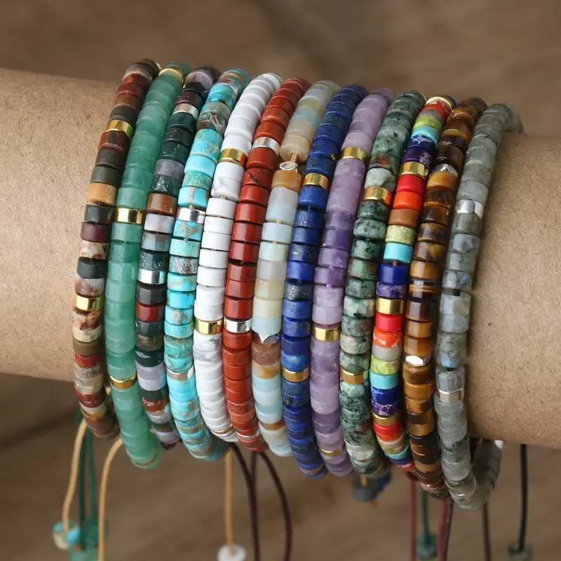 Natural Blue Emperor Stone Beaded Bracelet, Adjustable Fit
