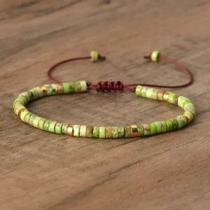 Natural Blue Emperor Stone Beaded Bracelet, Adjustable Fit - Image 16