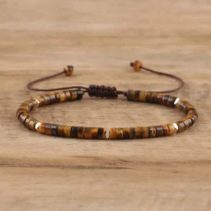 Natural Blue Emperor Stone Beaded Bracelet, Adjustable Fit - Image 37