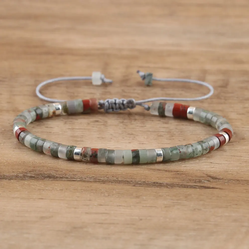 Natural Blue Emperor Stone Beaded Bracelet, Adjustable Fit