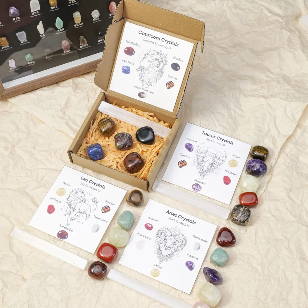 Natural Crystal 12 Zodiac Zodiac Rolling Stones Gift Set