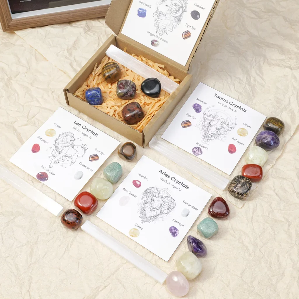 Natural Crystal 12 Zodiac Zodiac Rolling Stones Gift Set