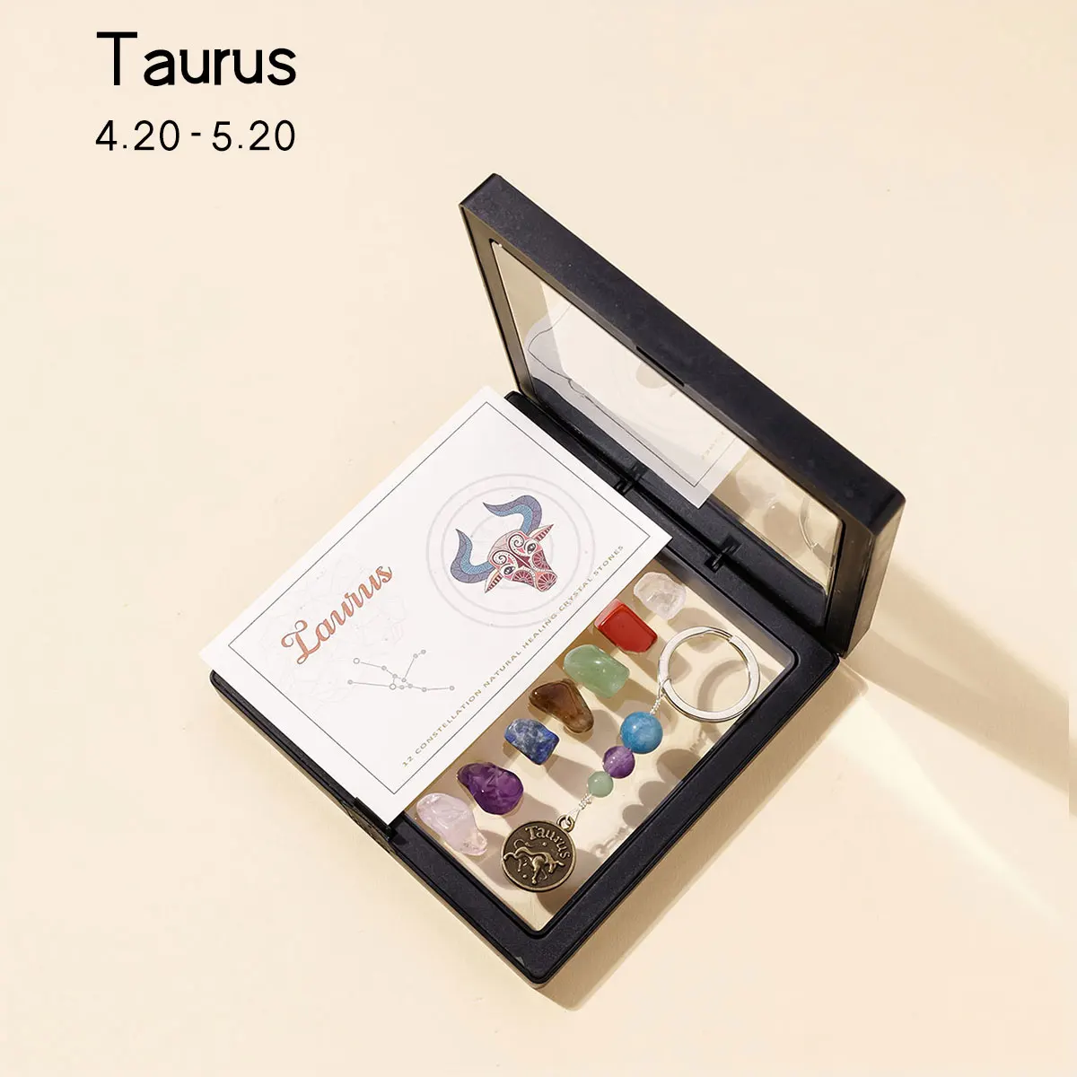 Natural Crystal 12 Zodiac Signs Keychain Set, Colorful Meditation Gift - Image 17