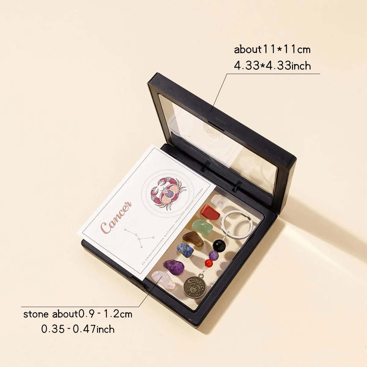 Natural Crystal 12 Zodiac Signs Keychain Set, Colorful Meditation Gift - Image 3